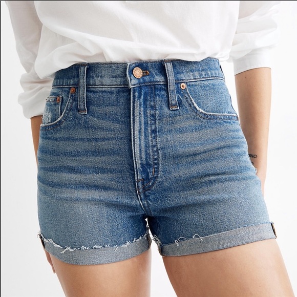 madewell high waisted jean shorts